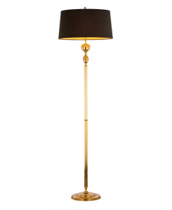 Lampa prosta podłogowa klasyczna z złotą nogą i czarnym abażurem Jupiter BM P MS 1955 Batumi 3xE27 177cm