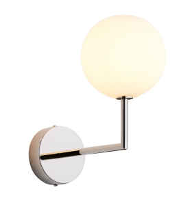 Niklowy kinkiet z białą szklaną kulą Jupiter FEK NI 1937 Feme G9