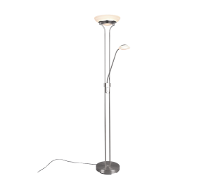 Lampa podłogowa srebrna niklowa klasyczna świecąca w górę regulowane ramię do czytania RL R40073507 Orson LED 1x 27W  + 1x4,5W 3000K 180cm