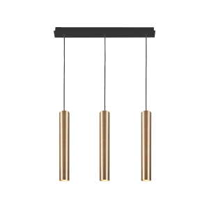 Lampa wisząca nad stół czarna listwa czarne linki i trzy mosiężne walce GU10 Nowodvorski 7863 Eye III 130cm x 62cm