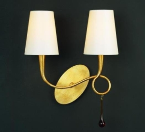 Lampa ścienna kinkiet podwójny abażur nieregularne ramiona złote Mantra 3547 Paola Gold 2xE14