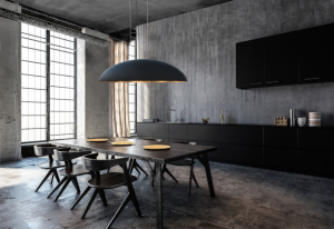 Szeroka kopułowa lampa wisząca z czarno złotym kloszem Nowodvorski 7926 Canoe V 5xE27 117cm x 250cm