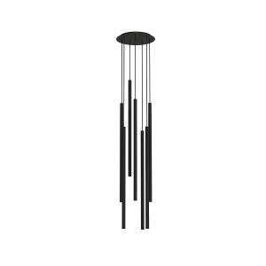 Czarna lampa wisząca nad stół smukłe tuby na okrągłej rozecie Nowodvorski 7667 Laser VII 7xG9 172cm x 30cm