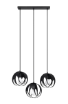 Czarna lampa wisząca z trzema kloszami na listwie 50cm Sollux Lighting SL.1089 Tulos 3xE27