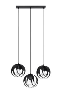 Czarna lampa wisząca z trzema kloszami na listwie 50cm Sollux Lighting SL.1089 Tulos 3xE27