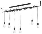 Czarna lampa sufitowa metalowa belka 150cm z zawiniętymi linkami 300cm Sollux Lighting SL.0896 Salamanca 6xE27