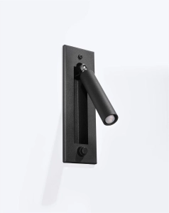 Czarny kinkiet ścienny tuba z włącznikiem Sollux Lighting SL.0956 Enif G9