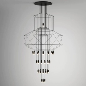 Długa czarna lampa wisząca Step Into Design XT100-43P Linea 43xG9 200cm x 90cm