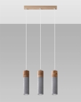 Lampa wisząca trzy walce z betonu i drewna Sollux Lighting SL.0967 Zane 3xGU10