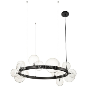 Lampa wisząca czarna obręcz z szklanymi kulami Step Into Design XC111-850 Orion 15xG4 90cm x 236cm