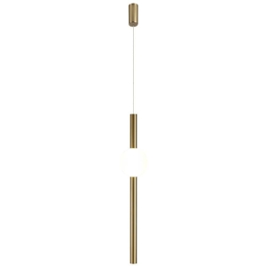 Lampa wisząca smukły mosiężny walec z mleczną kulą Step Into Design ST-1689S O-Line LED 5W 3000K