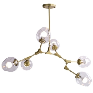 Złota lampa wisząca z transparentnymi kloszami Step Into Design ST-1232-6 gold transparent Modern Orchid-6 6xE27