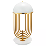 Złoto biała designerska lampa stołowa Step Into Design ST-1602 white Dolce Vita G9 61cm x 30cm