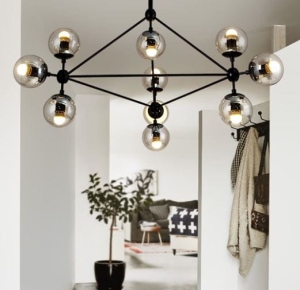 Lampa wisząca transparentne szklane klosze na czarnym szerokim stelażu Step Into Design ST-9047-10 transparent Astrifero 10 10xE27