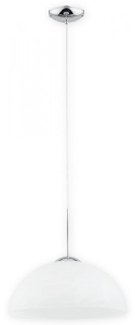 Lampa wisząca biała kula na chromowanym zwisie Lemir O3135 W1 CH Freja E27 34cm