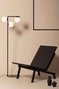 Czarna prosta lampa podłogowa białe klosze Sigma 33288 Andy 3xG9 150cm