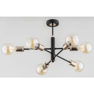 Lampa sufitowa bez klosza nowoczesna czarno złota Oris Alfa 63033 6xE27 33cm x 47cm