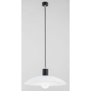 Uniwersalna pojedyncza lampa wisząca czarny przewód i biały szeroki kopułowy klosz Cheri Alfa 60885 E27 94cm x 47cm