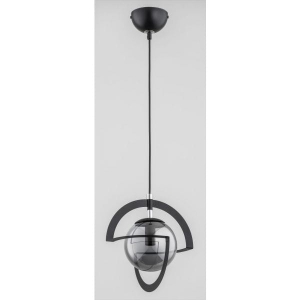 Designerska lampa wisząca czarna z przydymionym szklanym kloszem w ramce Cabrio Alfa 60868 E14 80cm x 24cm