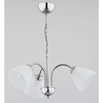 Lampa wisząca na łańcuchu potrójna chrom szklane białe kopułowe klosze Tora Alfa 21253 3xE27 48cm x 48cm
