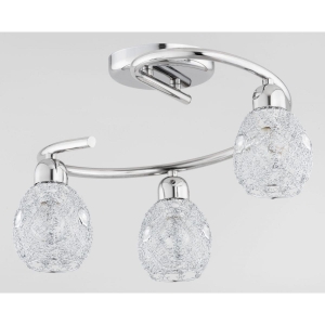 Chromowana lampa sufitowa z drucianymi kloszami dekoracyjnie zakręcony stelaż i ozdobne kryształki Koszyczki New Alfa 25316 3xE14 25cm x 41cm