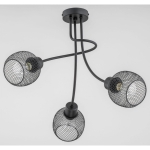 Lampa sufitowa nowoczesna czarna metalowe klosze druciane koszyki i dekoracyjnie zakręcone ramię Plena Duo Alfa 25823 3xE27 45cm x 48cm