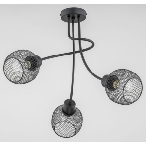 Lampa sufitowa nowoczesna czarna metalowe klosze druciane koszyki i dekoracyjnie zakręcone ramię Plena Duo Alfa 25823 3xE27 45cm x 48cm