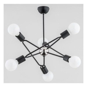 Czarna lampa sufitowa typu gwiazda z chromowaną kulą Bari Alfa 27696 6xE27 50cm x 42cm