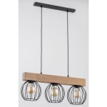 Lampa wisząca nad stół w stylu industrialnym okrągłe metalowe klosze na drewnianej belce Arizan Alfa 27803 3xE27 90cm x 60cm