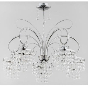 Lampa wisząca chromowana z kryształkami i ozdobnymi ramionami Kalma Alfa 27905 5xE14 52cm x 55cm