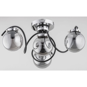 Lampa sufitowa plafon chromowany z czarnym kręconym stelażem szklane dymione klosze kule Kretka Chrom Alfa 28414 4xE14 23cm x 52cm