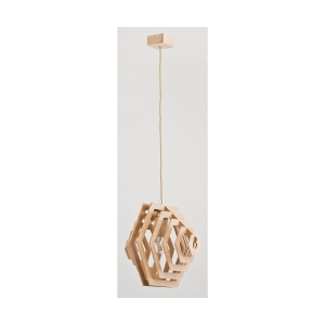 Drewniana nowoczesna lampa wisząca sześcian 3D pojedyncza styl boho Dastan Alfa 60303 E27 100cm x 45cm