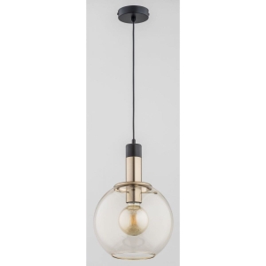 Lampa wisząca nad wyspę z bursztynowym kloszem i czarnym złotym stelażem Vanello Gold Alfa 60834 E27 90cm x 25cm