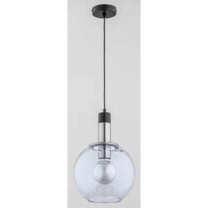 Lampa wisząca nad wyspę z grafitowo przezroczystym kloszem i czarnym chromowanym stelażem Vanello Chrom Alfa 60839 E27 90cm x 25cm