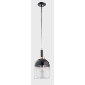 Pojedyncza lampa wisząca do jadalni szklana z czarną powłoką i złotymi elementami Vento Black Alfa 60892 E27 90cm x 18cm