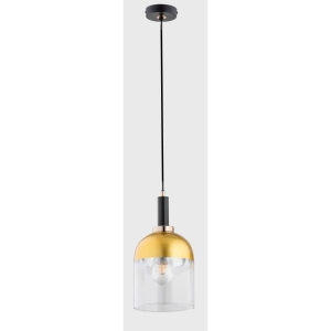 Pojedyncza lampa wisząca do jadalni szklany klosz z pozłacaną powłoką Vento Gold Alfa 60893 E27 90cm x 18cm