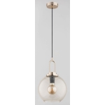 Pojedyncza nowoczesna lampa wisząca do jadalni złota z bursztynowym kloszem Septum Gold Alfa 60905 E27 87cm x 25cm