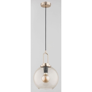 Pojedyncza nowoczesna lampa wisząca do jadalni złota z bursztynowym kloszem Septum Gold Alfa 60905 E27 87cm x 25cm