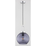 Pojedyncza lampa wisząca do jadalni z grafitowym kloszem chromowany stelaż i czarny przewód Septum Silver Alfa 60906 E27 87cm x 25cm