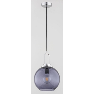 Pojedyncza lampa wisząca do jadalni z grafitowym kloszem chromowany stelaż i czarny przewód Septum Silver Alfa 60906 E27 87cm x 25cm
