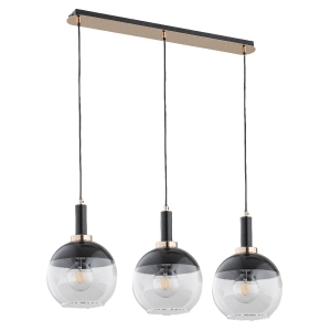 Nowoczesna czarno złota lampa wisząca nad wyspę transparentne szklane klosze z czarną powłoką Adria Black Alfa 62190 3xE27 90cm x 75cm