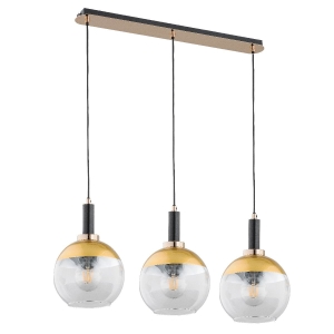 Lampa wisząca nad wyspę złoto czarna listwa szklane klosze z metaliczną powłoką Adria Gold Alfa 62191 3xE27 90cm x 75cm