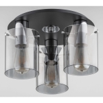 Nowoczesna czarno srebrna lampa sufitowa cylindryczne przydymione klosze Atman Silver Alfa 62195 3xE27 22cm x 38cm
