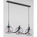 Lampa wisząca na listwie czarna szklane dymione klosze i spiralny stelaż Gotta Belu Alfa 62197 3xE27 90cm x 80cm