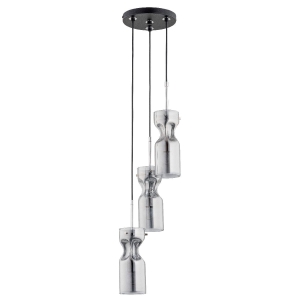 Lampa wisząca na okrągłej podsufitce czarna nowoczesne chromowane klosze Kapris Mini Alfa 63016 3xE14 100cm x 20cm