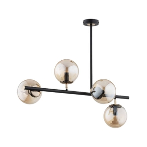 Nowoczesna lampa sufitowa na czarnym stelażu szklane bursztynowe klosze kule Luro Alfa 63031 4xE14 65cm x 75cm