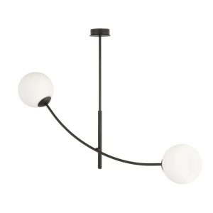 Lampa sufitowa linearna nowoczesna dwie kule mleczne Emibig 1102/2 Czarny Hunter 2 Black/Opal 2xE14