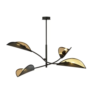 Lampa sufitowa czarne metalowe ramiona z czarno złotymi osłonami skierowanymi do góry Lotus 4 Black/Gold Sufitowa Emibig 1106/4 Czarny 4xE14