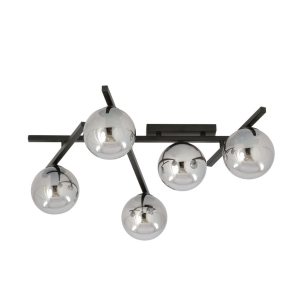 Lampa sufitowa czarne ramiona z grafitowymi szklanymi kulami Emibig 1104/5 Smart 5xE14