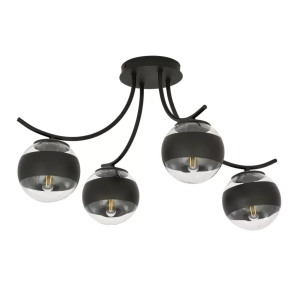 Lampa sufitowa czarne metalowe ramiona klosze kule z czarnym pasem Emibig 1111/4 Czarny Boston 4 Black/Stripe 4xE14
